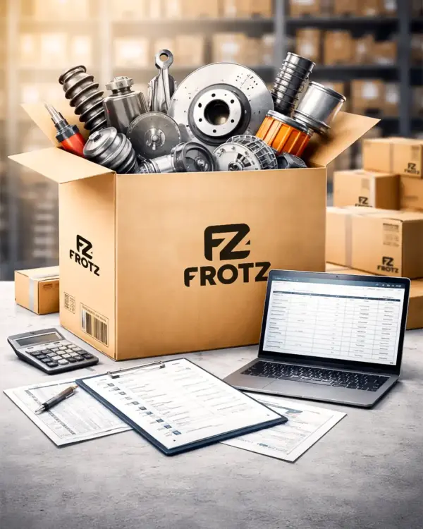 An open Frotz box filled with auto parts